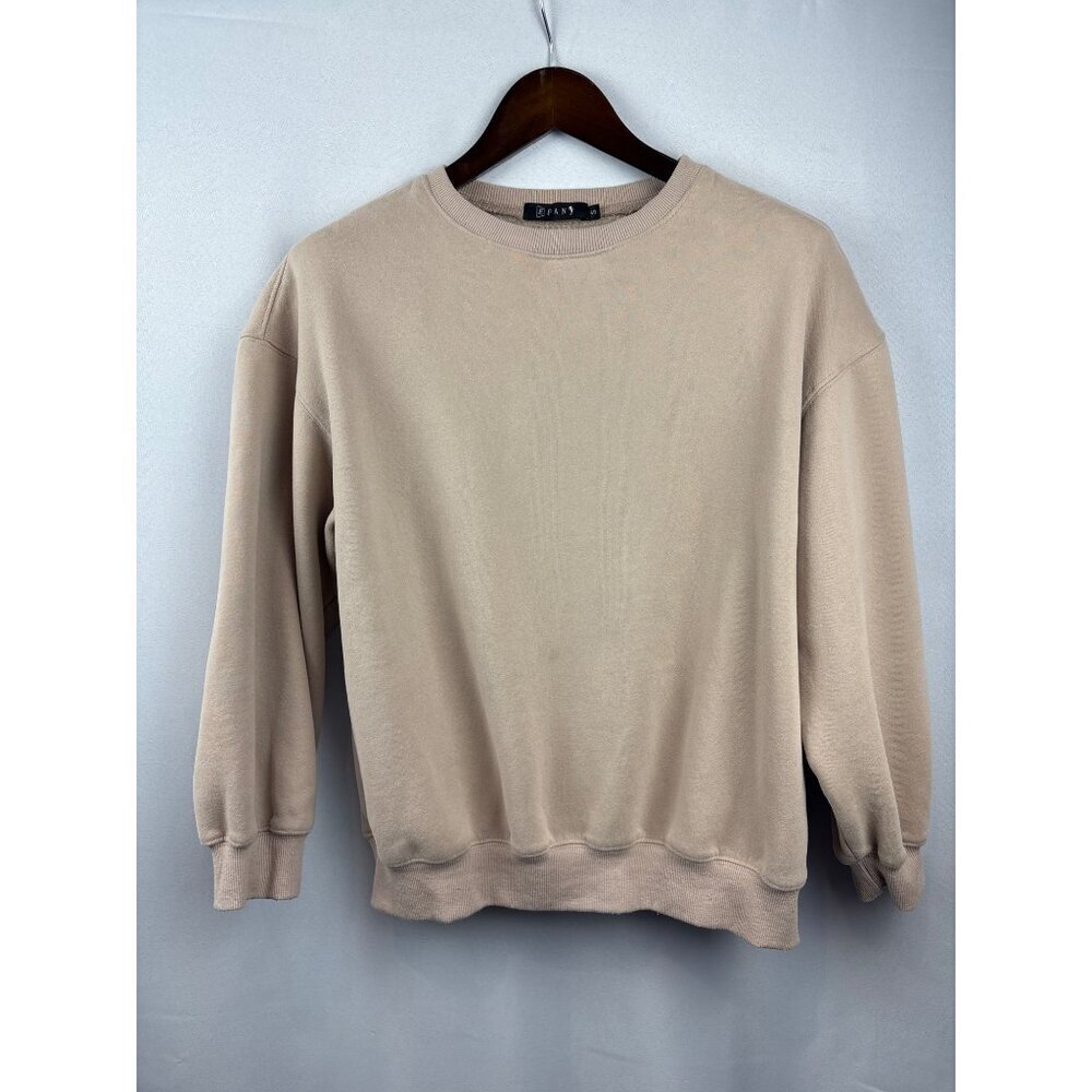 Women’s Efan Small Beige Fleece Lined Crewneck